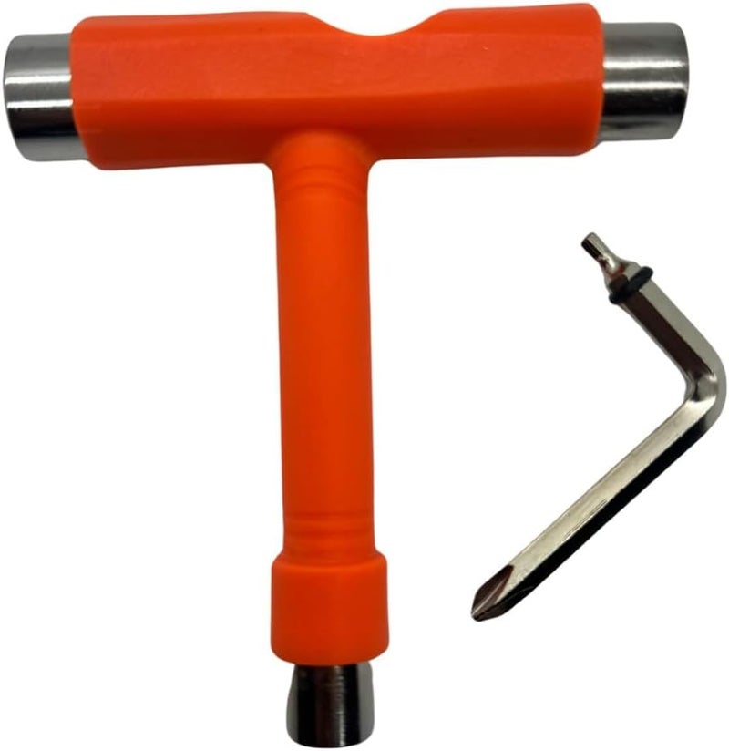 GHOST BOARDS Skate Tool All-In-One - Multi-Function Roller Skate Tool With T-Handle, Allen Key & Screwdriver for Easy Adjustments - Skate Key Fits Any Pocket- Skates Tools You’ll Always Carry - Orange - Image 1